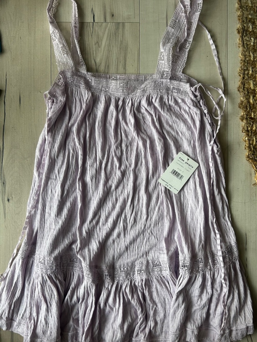 Free People Lavender Light Lace-Trim Dress